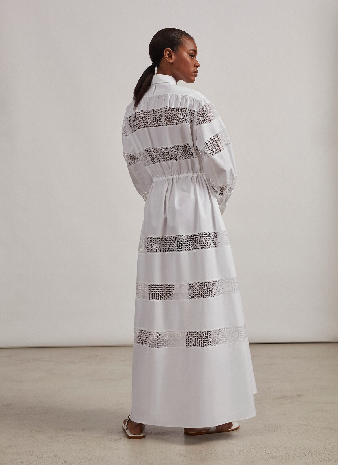 Edition 2015 The Lace Band Dress in Japanese poplin ALAÏA WHITE EDITION 2015 THE LACE BAND DRESS IN JAPANESE POPLIN